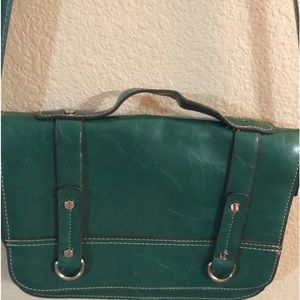 Simulated Green Leather Shoulder Bag